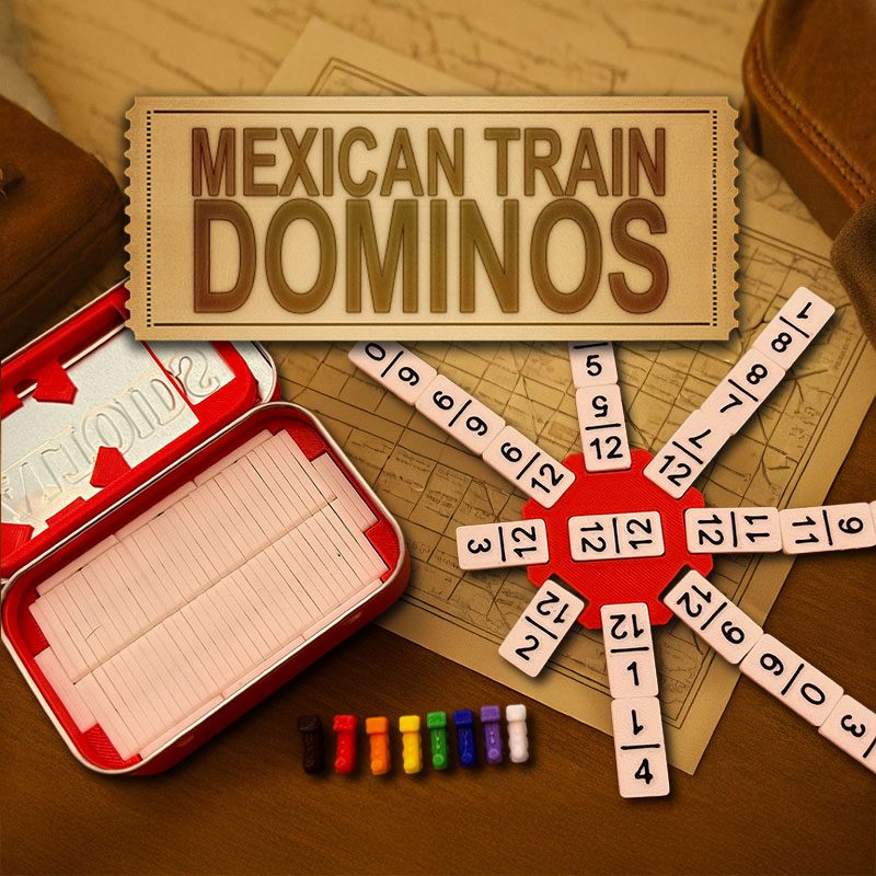Mexican Train Dominos — pocket game in an Altoids-size tin